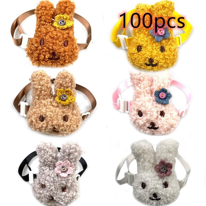 50/100pcs Small Dog Accessories Cute Rabbit Design Dog Puppy Bowties Adjustable Pet Dog Collar Bows Tie Necktie Pet Supplies