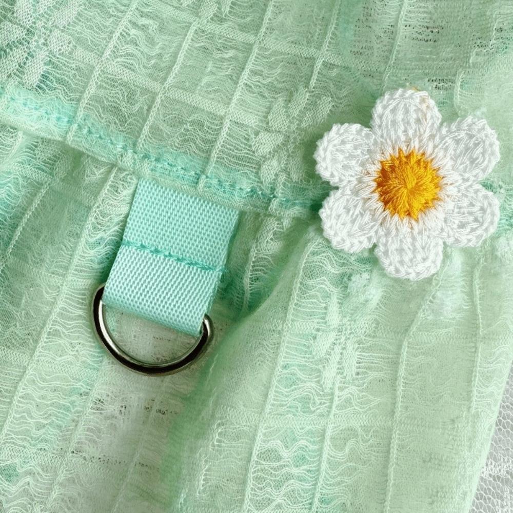 Flying Sleeves Dog Cool Dress Breathable Mesh Pet Floral Skirt Cooling Dog Vest  Spring Season