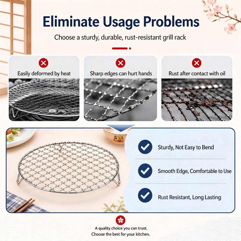 Stainless Steel Round Cooling Baking Rack Food Grade Wire Grid Tray for Oven Baking Cake Cookie Kitchen Baking Tools