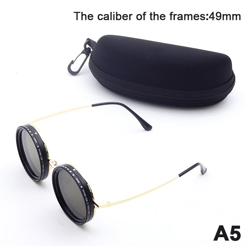 

Солнцезащитные очки с регулируемой оправой 1-9 передач и коробкой для хранения, округлые поляризованные солнцезащитные очки с линзами с фильтром Nd, широкие ретро-очки