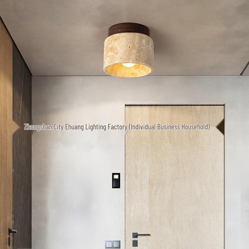 Nordic Wabi-Sabi Yellow Stone Ceiling Light for Hallways & Living Rooms
