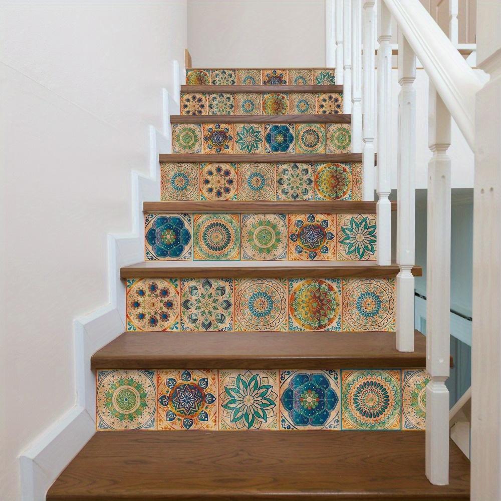 24pcs Vintage Self Adhesive Ceramic Tile Stickers Peel and Stick Backsplash Waterproof Wallpaper Wall Stickers Decorative Tiles for Kitchen Bathroom