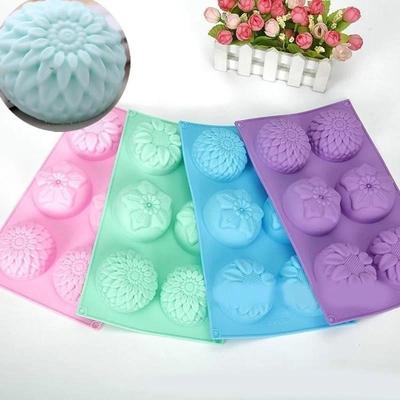 Silicone Cake Mold Handmade Soap Mold 6 Lattices 3 Different Flower Pastry Bakeware DIY Moulds