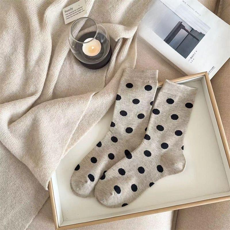 

Женские осенне-зимние утолщенные теплые гольфы-трубы в горошек 1 pair хаки