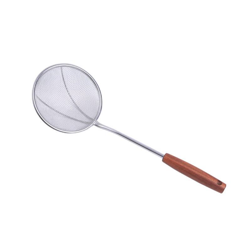 Abay Kitchen Wooden Handle Mesh Skimmer Strainer Set