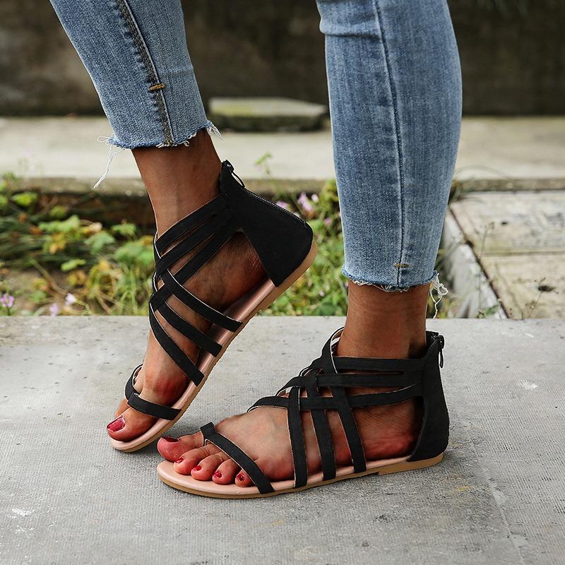 Summer wish large size flat sandals women's leopard print hollow women's sandals