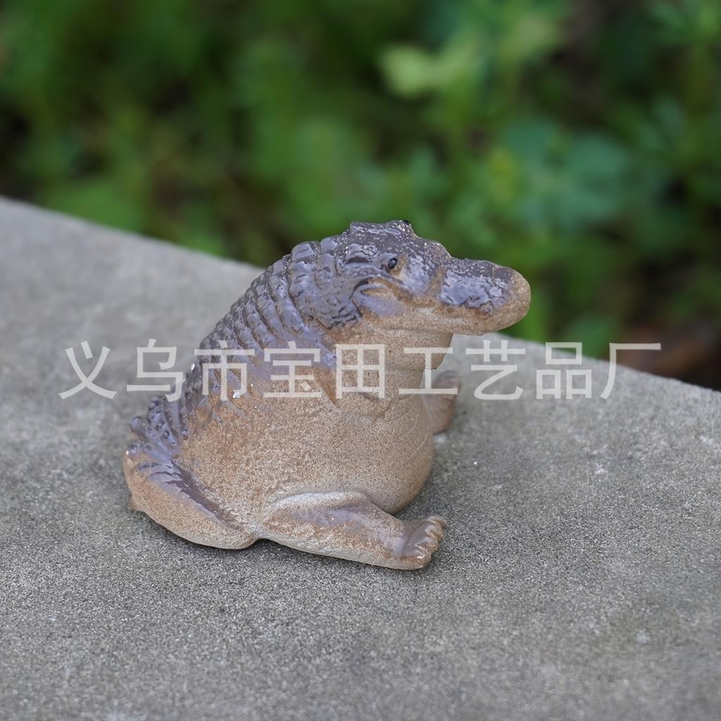 Little crocodile tea set decoration cute mini children's gift home desktop resin handicraft ornament
