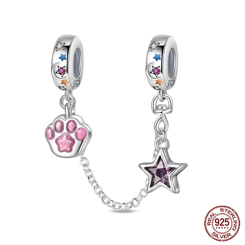 Copper Heart Shaped Keylock Cross Pattern Fantasy Cat Claw Safety Chains Fit Qikaola Original Bracelets Diy Jewelry