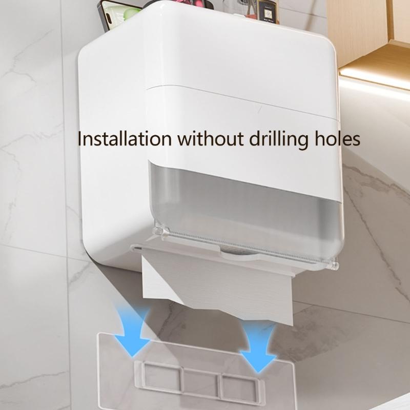 Bathroom Tissue Storage Box Large Capacity Plastic Waterproofed Design Wall Mounted For Bathrooms
