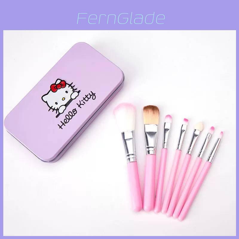 Hello Kitty Cosmetic Brush Kit With Synthetic Hair Sevenpiece Travel Friendly Makeup Tools