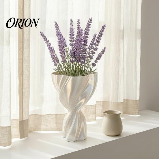 Einzigartiges Geschenk für ein neues Zuhause, 3D-gedruckte Vase in Cremefarbe, Kunstvasen mit Seidenstruktur, Blumenhalter für Wohnzimmer, Eingangsbereich, Minimalistische Moderne Tischdekoration