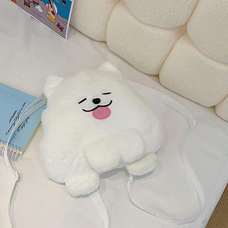 Cartoon Cute Samoyed Plush Backpack Kawaii Large Capacity Plushie Doll Fur Bag Children'S Bag Shoulder Bag Knapsack Bags Gifts