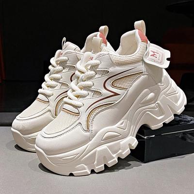 Damen Chunky Plateau Sneaker Sommer Atmungsaktives Mesh Rutschfeste Sportschuhe Damen Schnürschuhe Dicke Sohle Vulkanisierte Schuhe