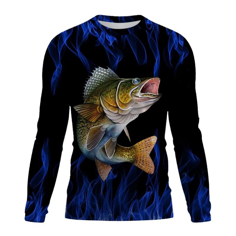 Fishing Shirt Men Summer Outdoor Fishing Clothing Sunscreen Long Sleeve 3D Print Casual Shirts Anti-UV Fishing Shirts