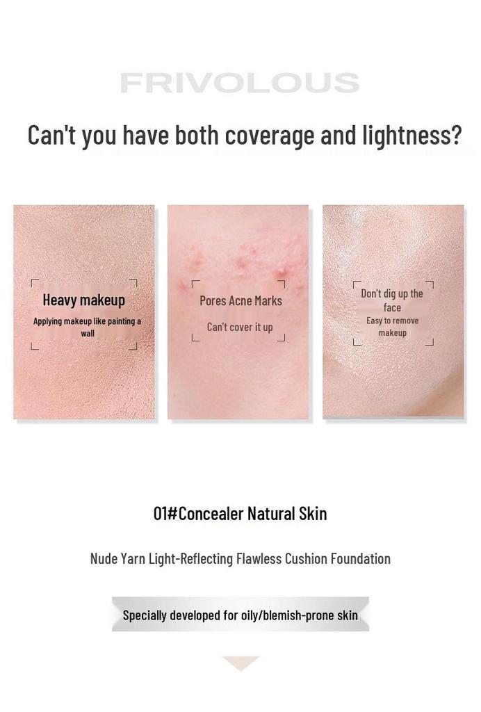 NOVO Flawless Cushion Foundation: Lightweight, Oil-Control, Moisturizing, Waterproof, Long-Lasting Creamy Foundation