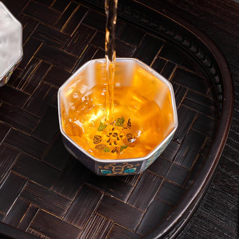Hongyuetang Enamel Glazed Silver Inlaid Ceramic Master Teacup