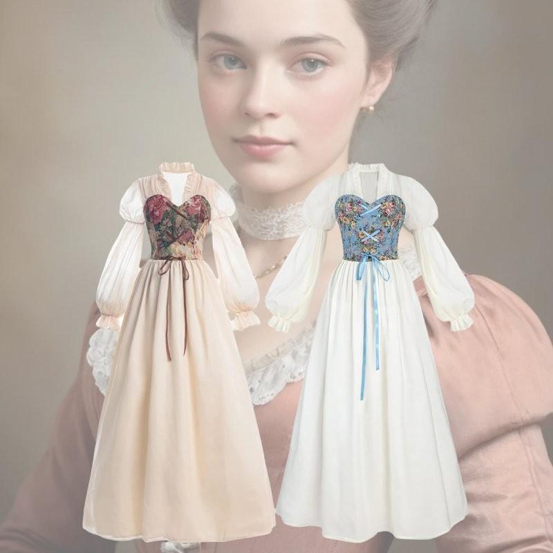 Women Skirt Renaissance Dress Festivals Cosplay Decor Costume Set Performance