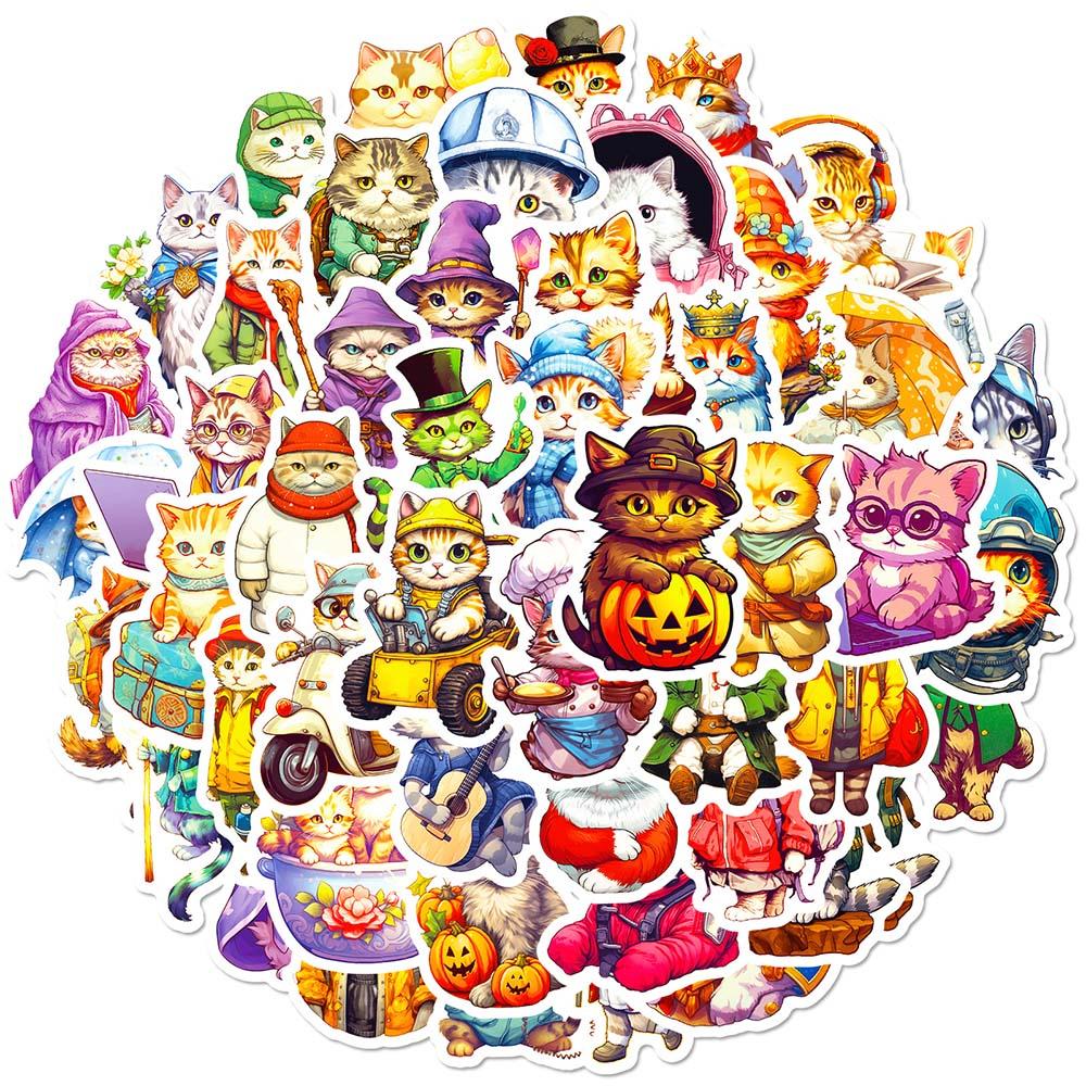 10/50 stk tegneserie søt kul katt klistremerker katt cosplay graffiti klistremerker for gjør-det-selv-bagasje laptop skateboard motorsykkel sykkel klistremerker