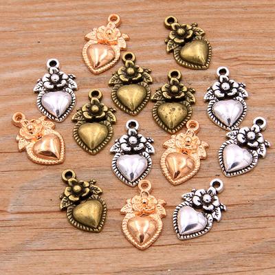 10pcs DIY Alloy Love Heart Pendant Charm - Necklace & Bracelet Jewelry Making Accessories, Stylish Craft Supplies 18*11mm