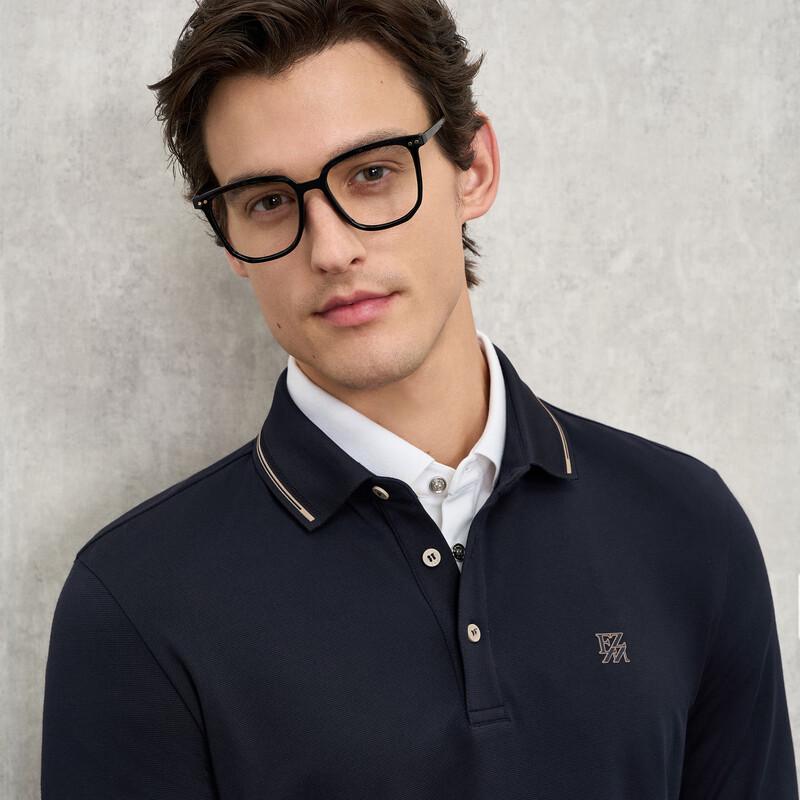 EMZ Men's Warm Brushed Long Sleeve Polo Shirt