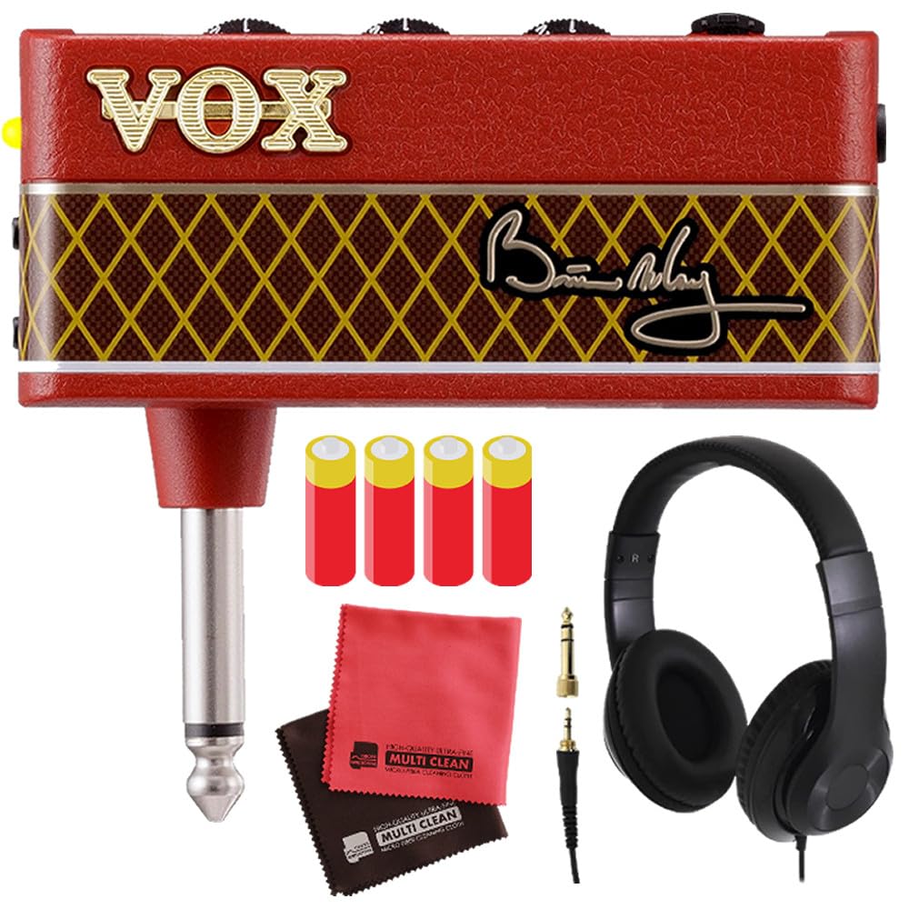 Vox Headphone Amplifier, Guitar, Amplug, Brian May AP-BM Headphones, AAA Batteries, and a Cloth Set (4 Pieces)