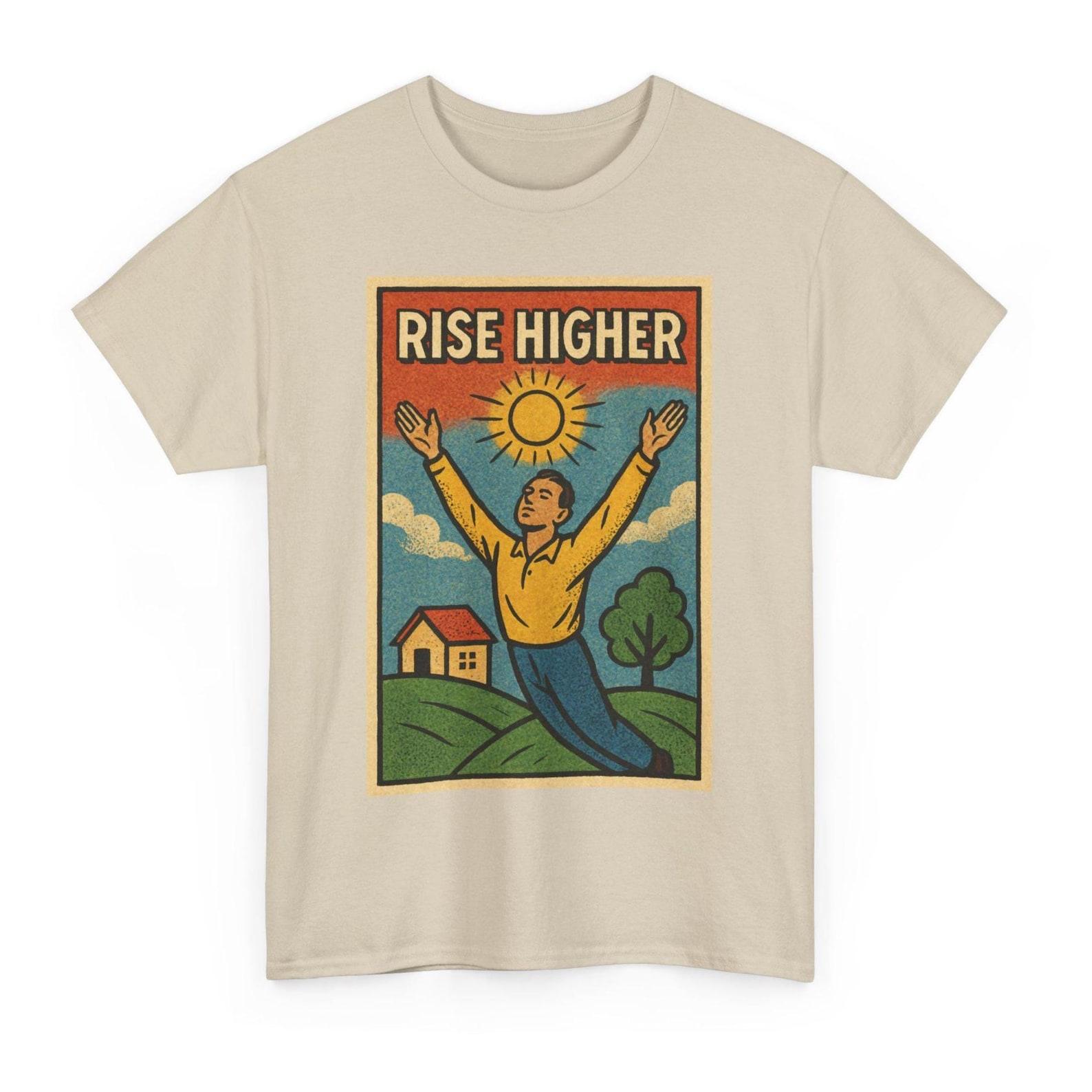 Rise Higher T-Shirt: Motivational Retro Comic Unisex Tee 3XL
