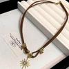 Metal Chain Necklace with Sunflower and Star Pendants Clavicle Choker for Women