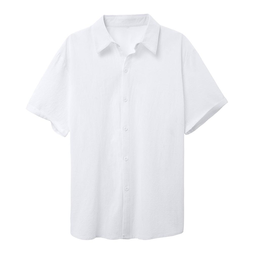 Menns Bomull Mote Kort Ermet Skjorte Cardigan Menn Sommer Casual Revers Topp