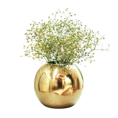 Metallvase für Blumen, Metallkugel Runde Blumenvase (Gold, Klein),  Behoma