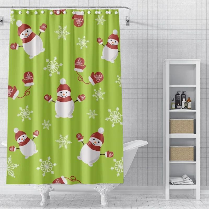 Heimdekoration Duschvorhänge Für Badezimmer Wasserdichtes Vorhangstoff Modern Nordischer Stil Wohnzimmer Frohe Weihnachten Winter