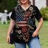 Womens Spring Tops Short Sleeve V Neck Butterfly Print Summer Shirts for Women Loose Fit Womens Summer Shirts Dressy Casual Style