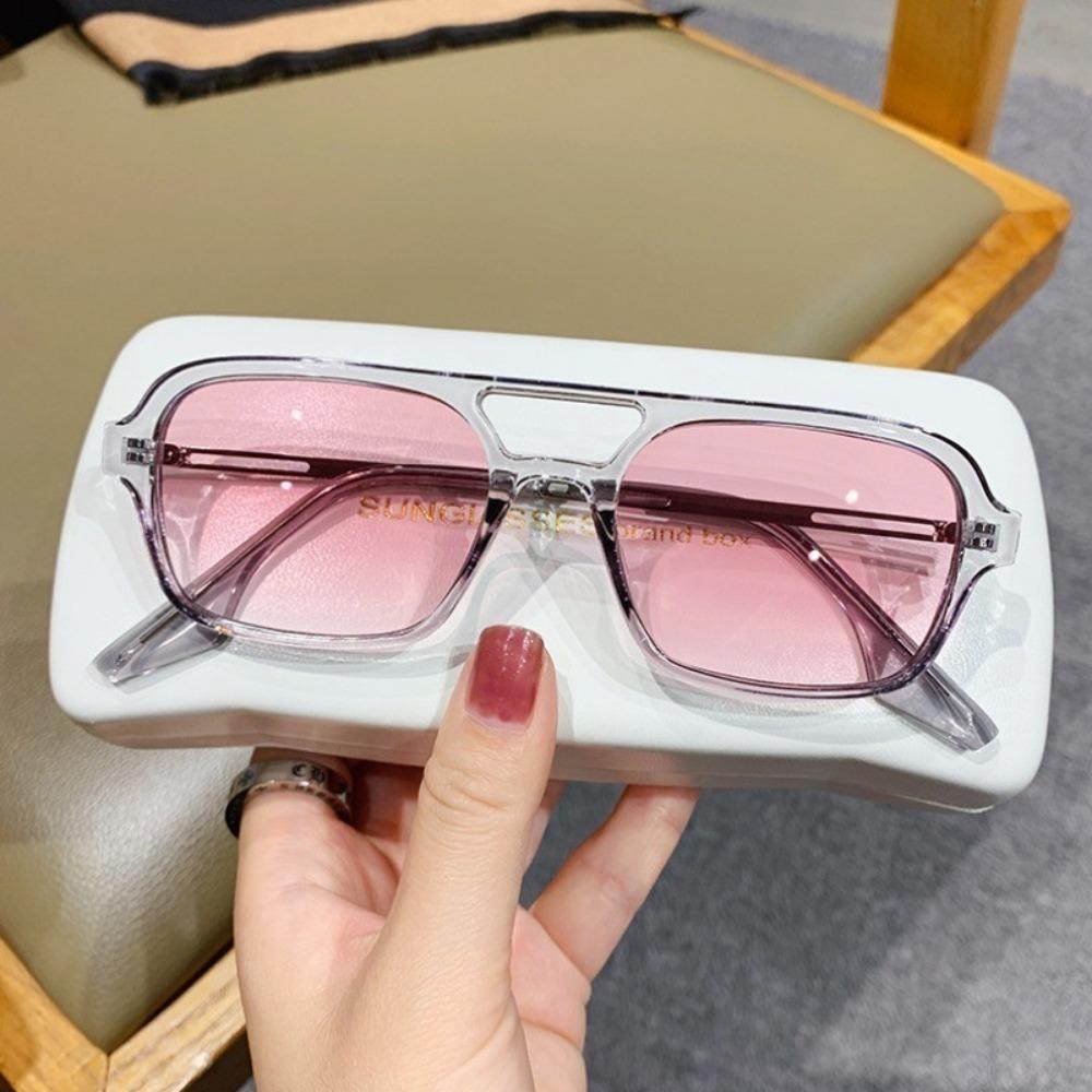 European American Trendy Vintage Double Beam Men Women Sunglasses Ocean Piece Unique Large Frame