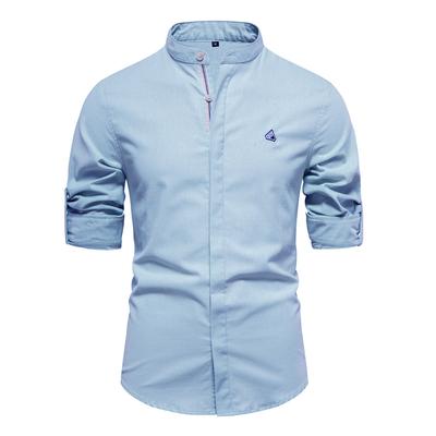 Spring and Summer Slim Shirt Men's Cotton and Linen Casual Japanese Men's Fashion Business Solid Color Long-sleeved Shirt Men's European