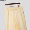 INCERUN Summer Men Beach Sets Sleeveless Hollow Tops Elastic Waist Pants Two-piece Suits