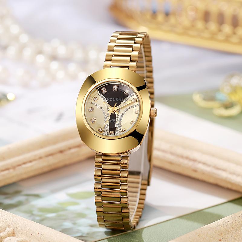 Golden Watches Women's Quartz Watch Female Luxury Steel Strap Wristwatch Relogio Feminino Casual Clock Montre Femme