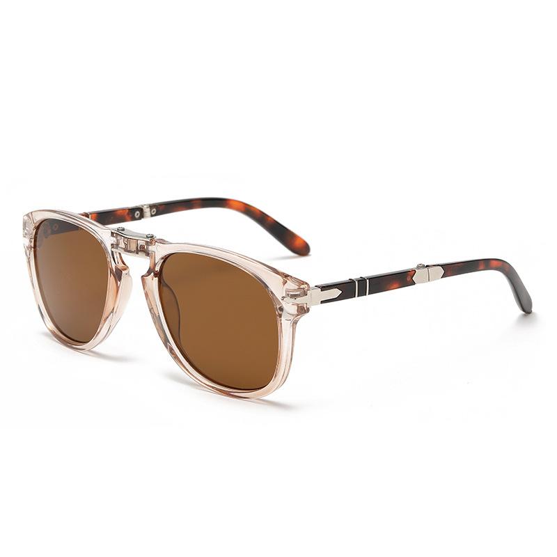 European and American double beam leopard print sunglasses women's retro driving sunshade sunglasses fashionable face small folding glasses