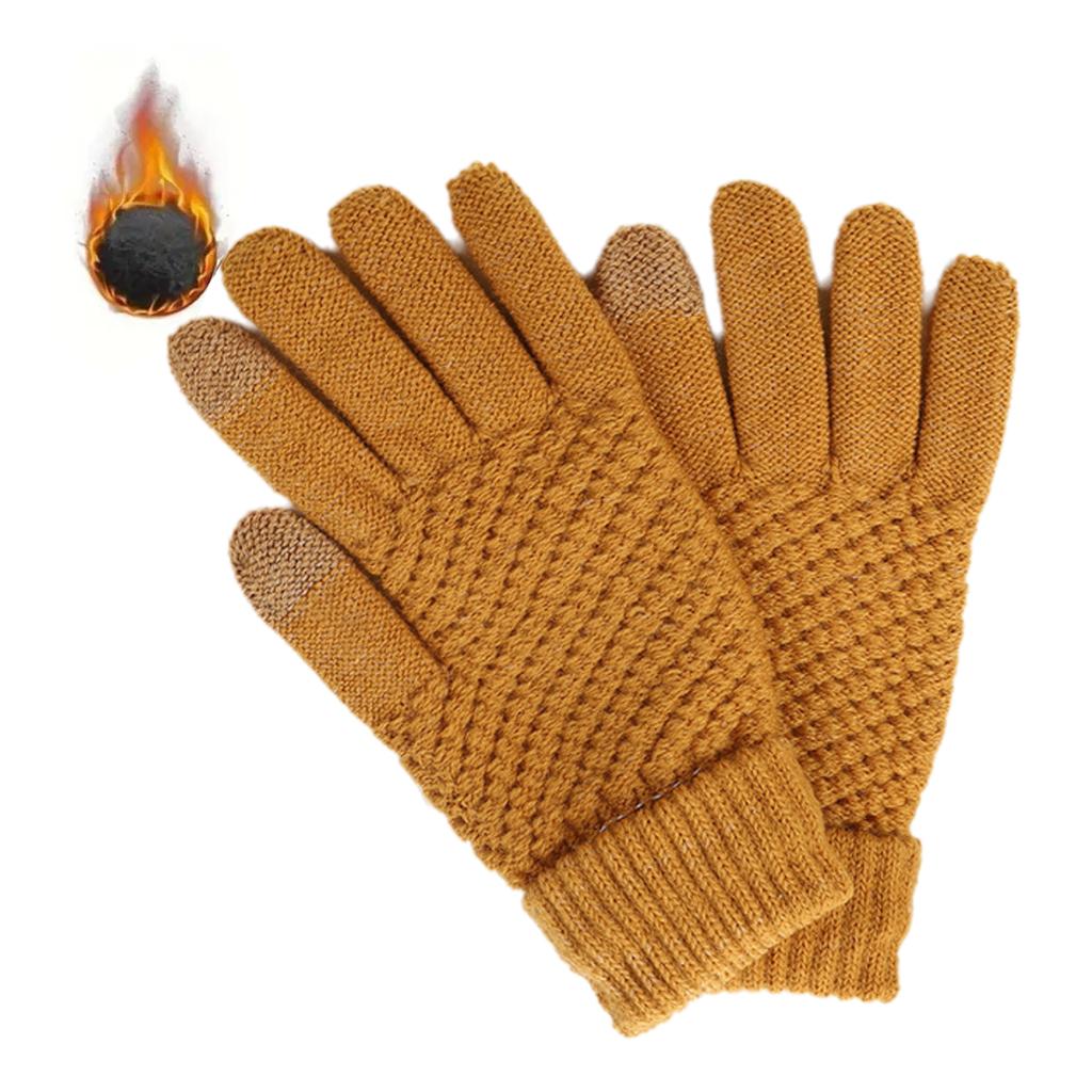 Winter Touchscreen Gloves Polyester Knit Warm Sports Gloves with Anti Slip Grip Elastic Cuffs for Cycling Hiking Outdoor Use