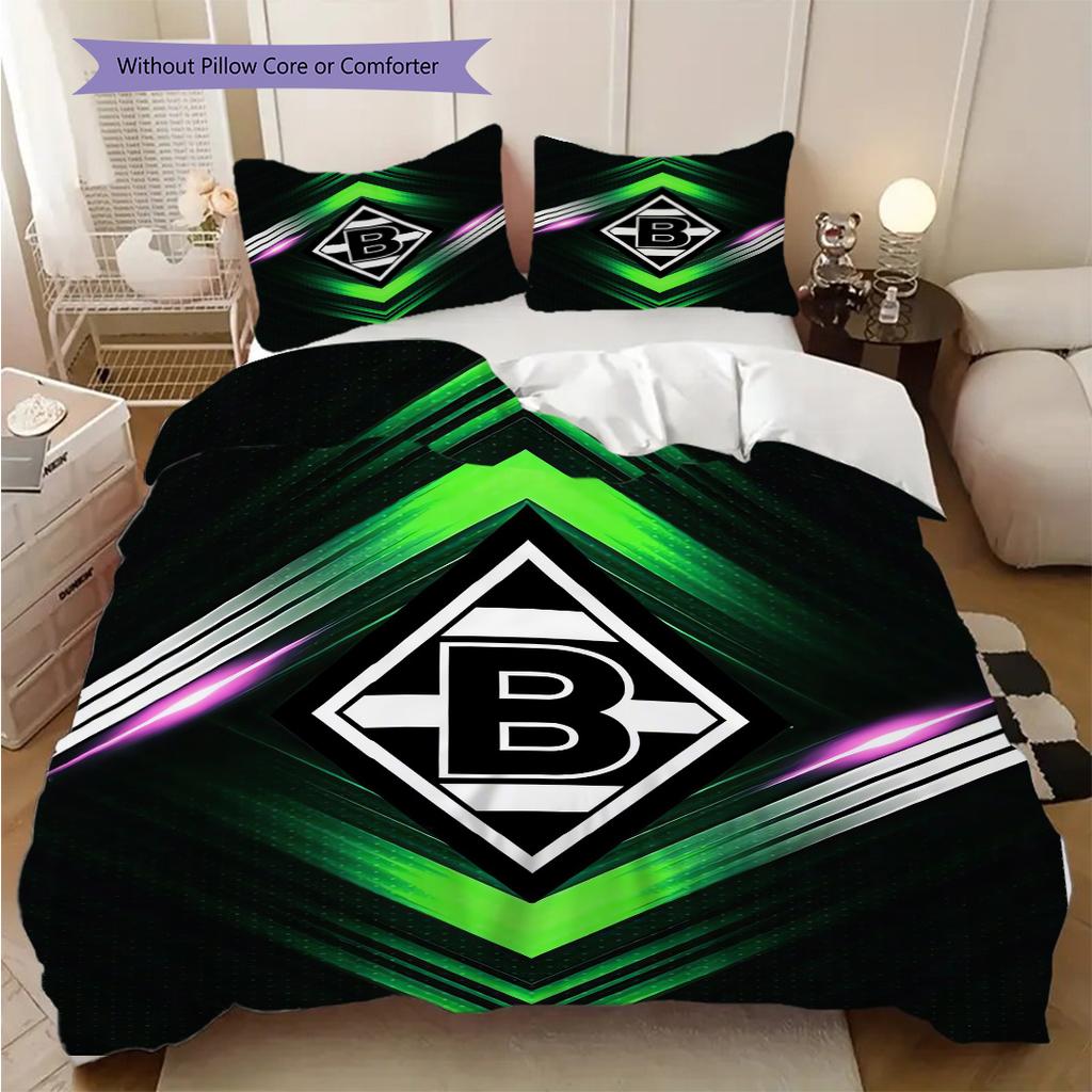 Borussia Muster Bettwäsche Steppdecke Set Bettbezug Kissenbezug Heimdekoration Geburtstagsgeschenk (1 Bettbezug + 2 Kissenbezüge, ohne Füllung)