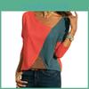 Comfortable Women T-shirts Long Sleeve Round Neck Patchwork Pullover Slim Fit Female Tops