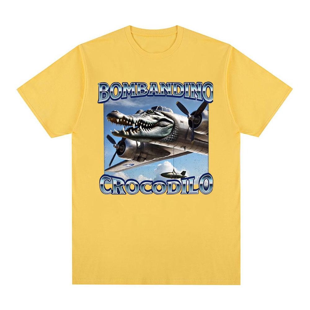 Bombardiro Crocodilo Funny Crocodile Plane Bomber Meme T-shirt Men Women Clothing Casual Cotton Oversized Short Sleeve T Shirts