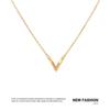 Ins Style Simple V Shaped Diamond Pendant Titanium Steel Clavicle Necklace For Women