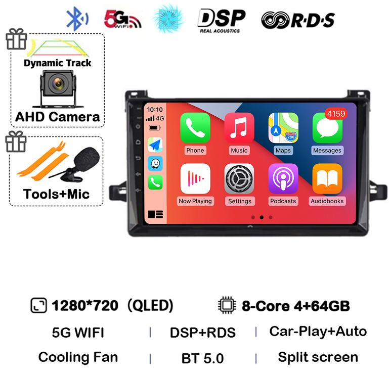 Android 14 Carplay Car Radio For Toyota Prius XW50 2015 2016 2017 2018 2019 2020 4G+WIFI 360 Camera Multimedia Player GPS Stereo