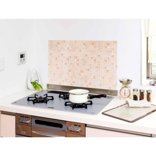 Toyo Aluminum Wall Sheet, 45cm X 75cm, Brick-Style, Kitchen Stain-Preventing Sheet, Oil Splash Guard, Absorbent Sheet, Makes Stovetop Cleaning Easier,