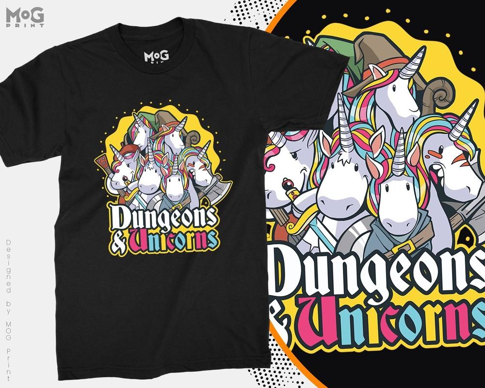 Dungeons And Unicorns RPG Gaming Unisex T-shirt Birthday Gift Tee For Gamers