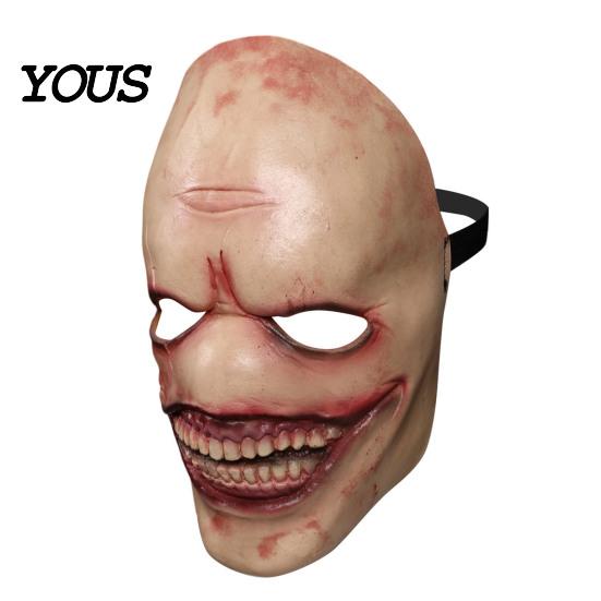 Halloween Party Accessory Smiling Clown Mask for Men, Scary Toothy Latex Creepy Mask, Masquerade Horror Cosplay Haunted House Costume