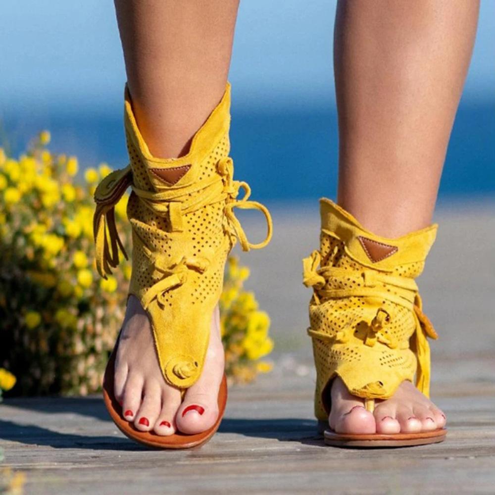 Fashion Women's Sandals 2025 Retro Gladiator Ladies Clip Toe Vintage Boots Casual Tassel Rome Fashion Summer Woman Shoes for Female New