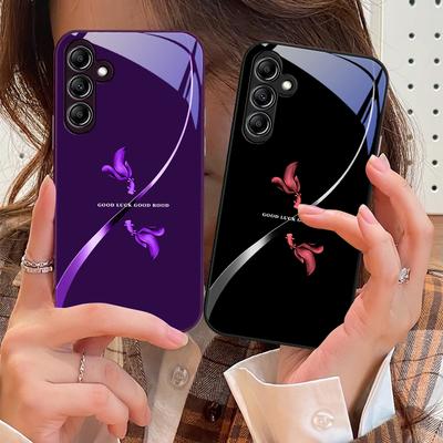 Два черных карпа кои для Samsung Galaxy A14 4G 20 30 52 20S 21S 22 A25 32 33 34 42 50 51 53 54 70 71 72 73 5G Стеклянный чехол для телефона