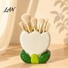 Desktop Storage for Eyebrow Pencils Tulip Makeup Brush Holder, Resin Cosmetic Organizer Vanity Desk, Cute Flower Pen Decorative Bud Container
