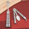 Stainless Steel Butterfly Cutter Style Folding Spoon Rust-proof Portable Spoon Forks  Outdoor