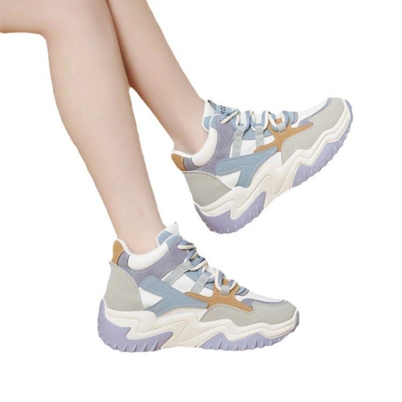 Tide muffin women's shoes spring and autumn new retro platform sneakers inner height increase breathable dad shoes